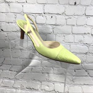 Talbots lime green leather  slingback sandals